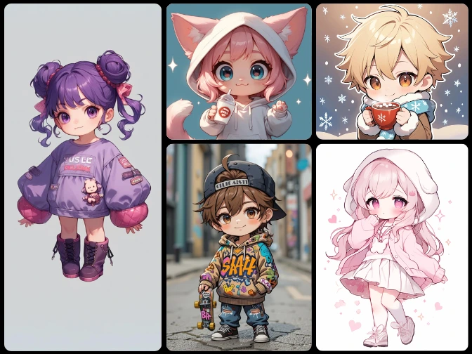 Create unique and cute chibi characters & avatars in PicLumen chibi maker!