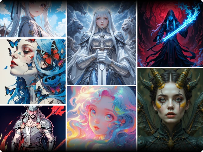 créez plusieurs personnages de fantasy dans des styles variés avec le générateur de personnages fantasy IA PicLumen
