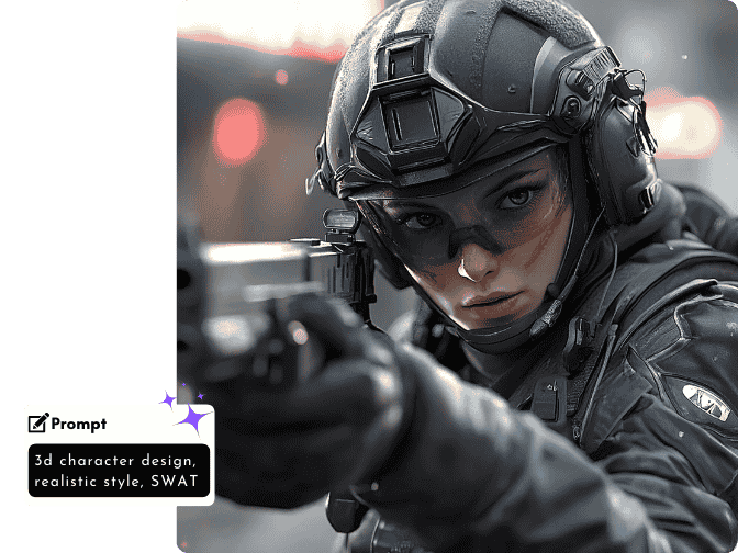 Create 3D realistic character of a female SWAT