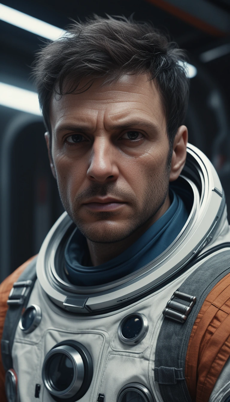 Realistisches, KI-generiertes Astronautenporträt in einem futuristischen Raumanzug