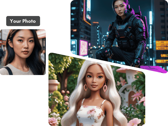 Using a photo generated two 3D characters in different styles
