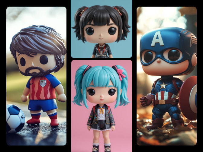plusieurs styles de figurines générées avec le générateur funko pop