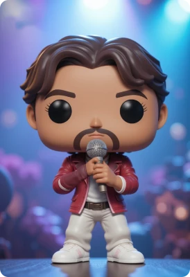 Figurine Funko Pop musicien chantant dans un micro sur scène