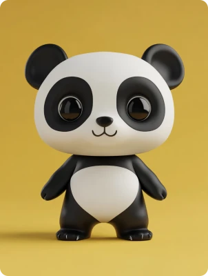 Adorable figurine Funko Pop de panda sur un fond de studio jaune