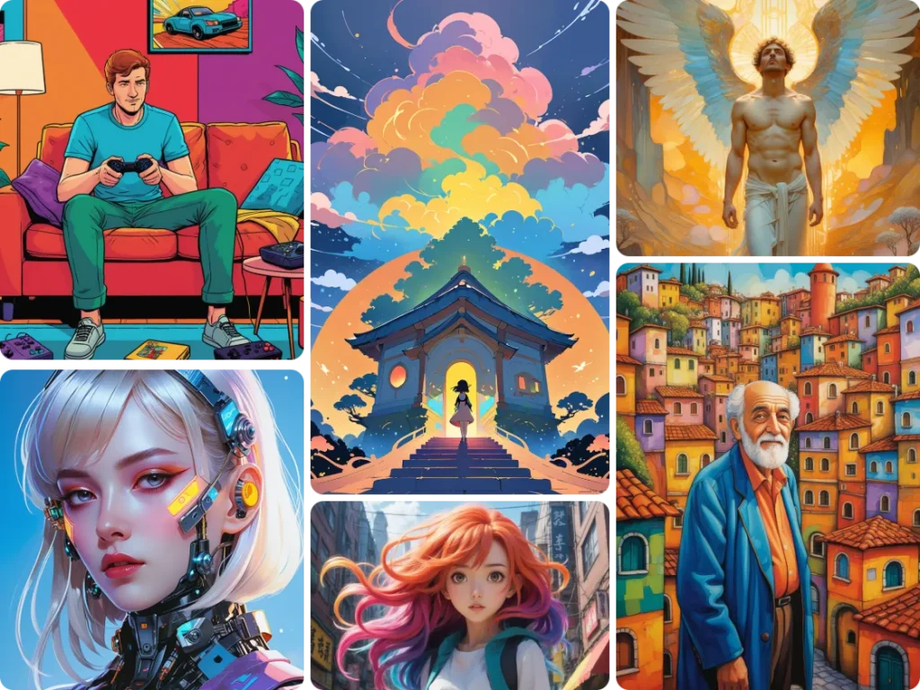 PicLumenの無料AI画像クリエイターで生成された6つのAIイラスト