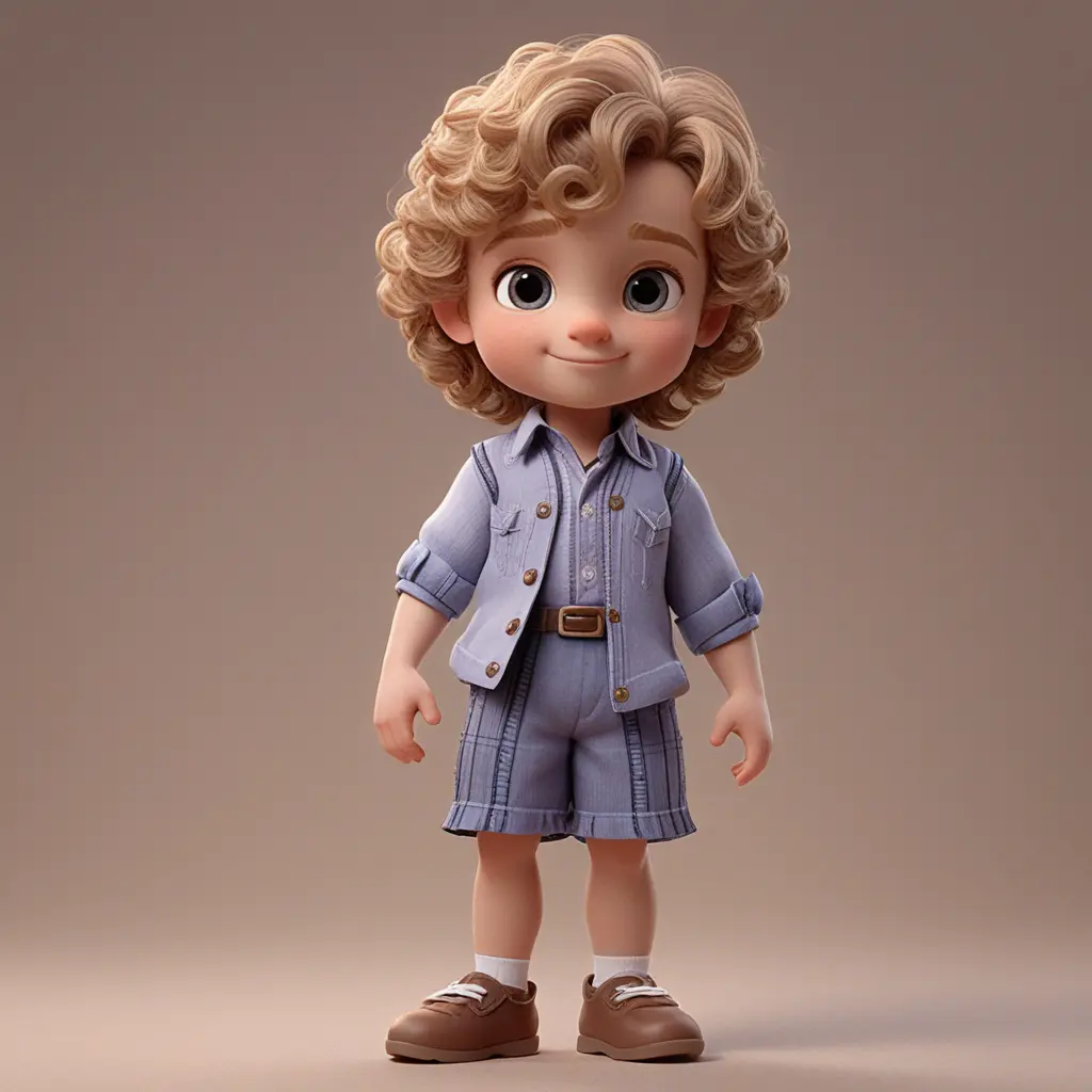 金髪のくるくるヘアがかわいい3D漫画風の男の子