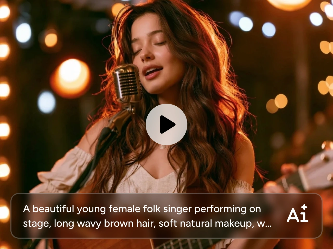a woman with long wavy hair singing into a vintage microphone