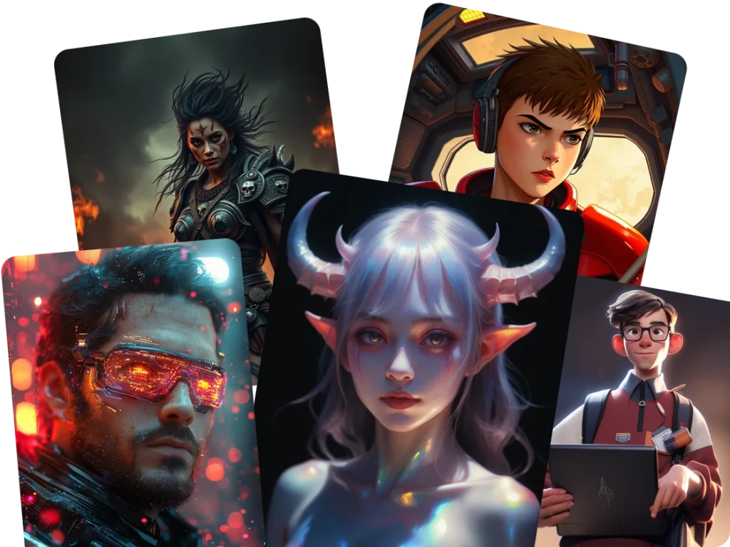 generatore di personaggi AI ha creato 5 personaggi AI