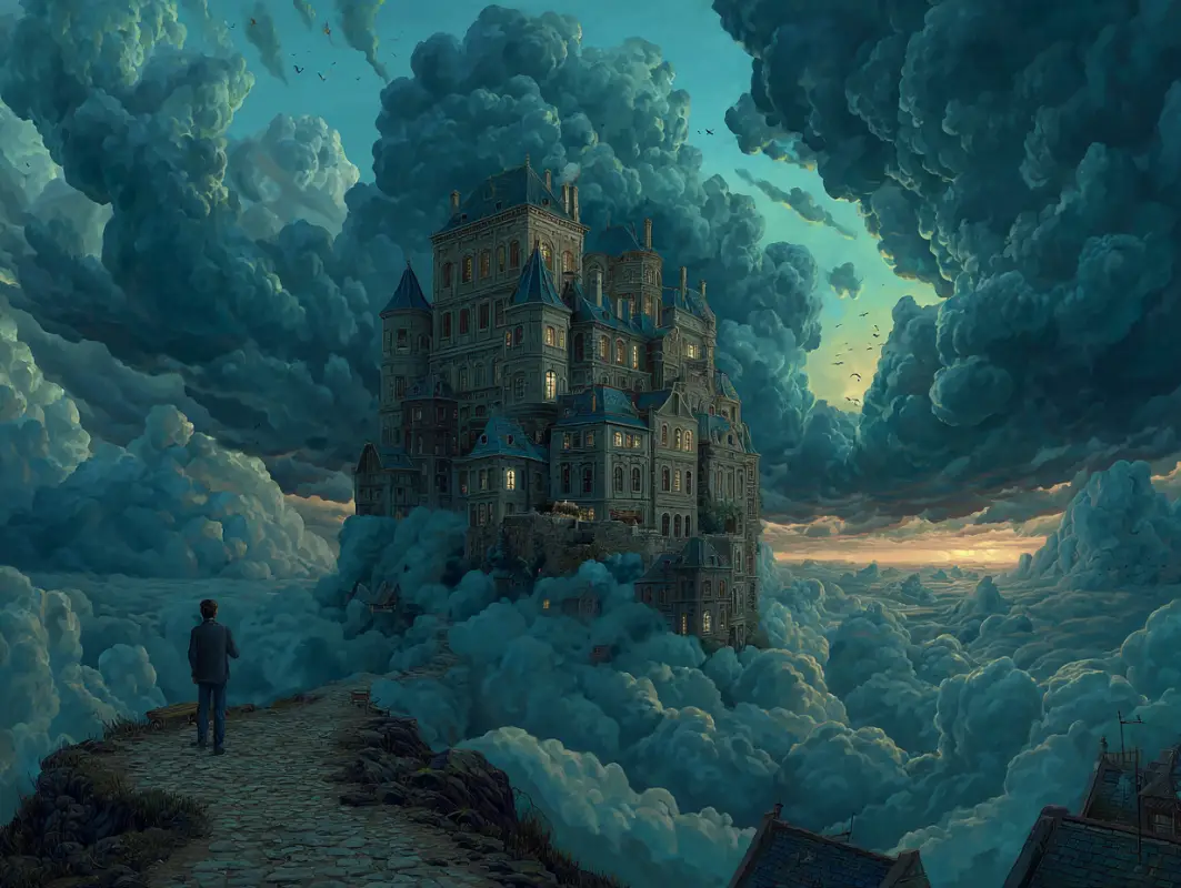 a building in the clouds