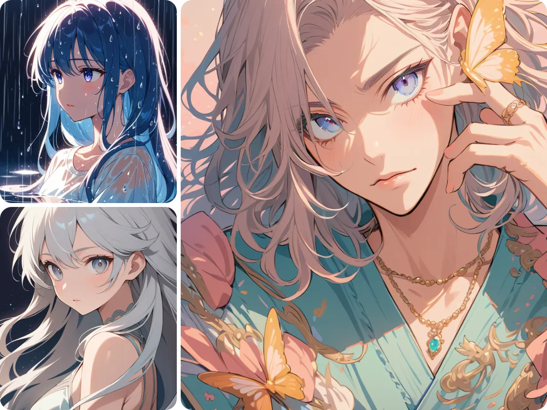 3 personaggi anime generati con IA
