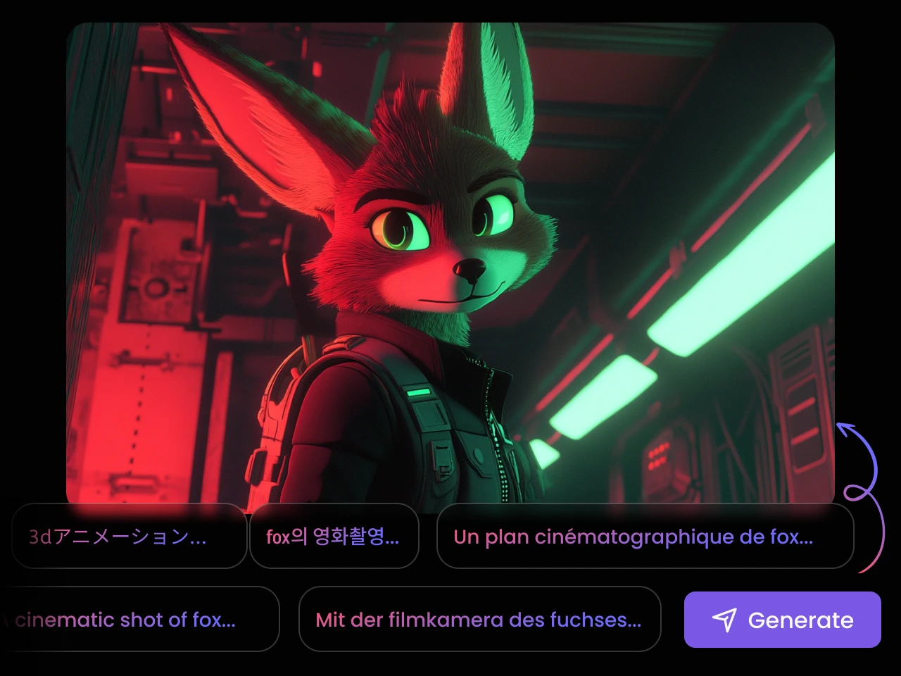 usando diferentes idiomas nativos gerou um coelho em estilo cyberpunk