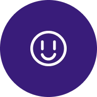 ícone azul escuro de uso fácil com um emoji sorridente