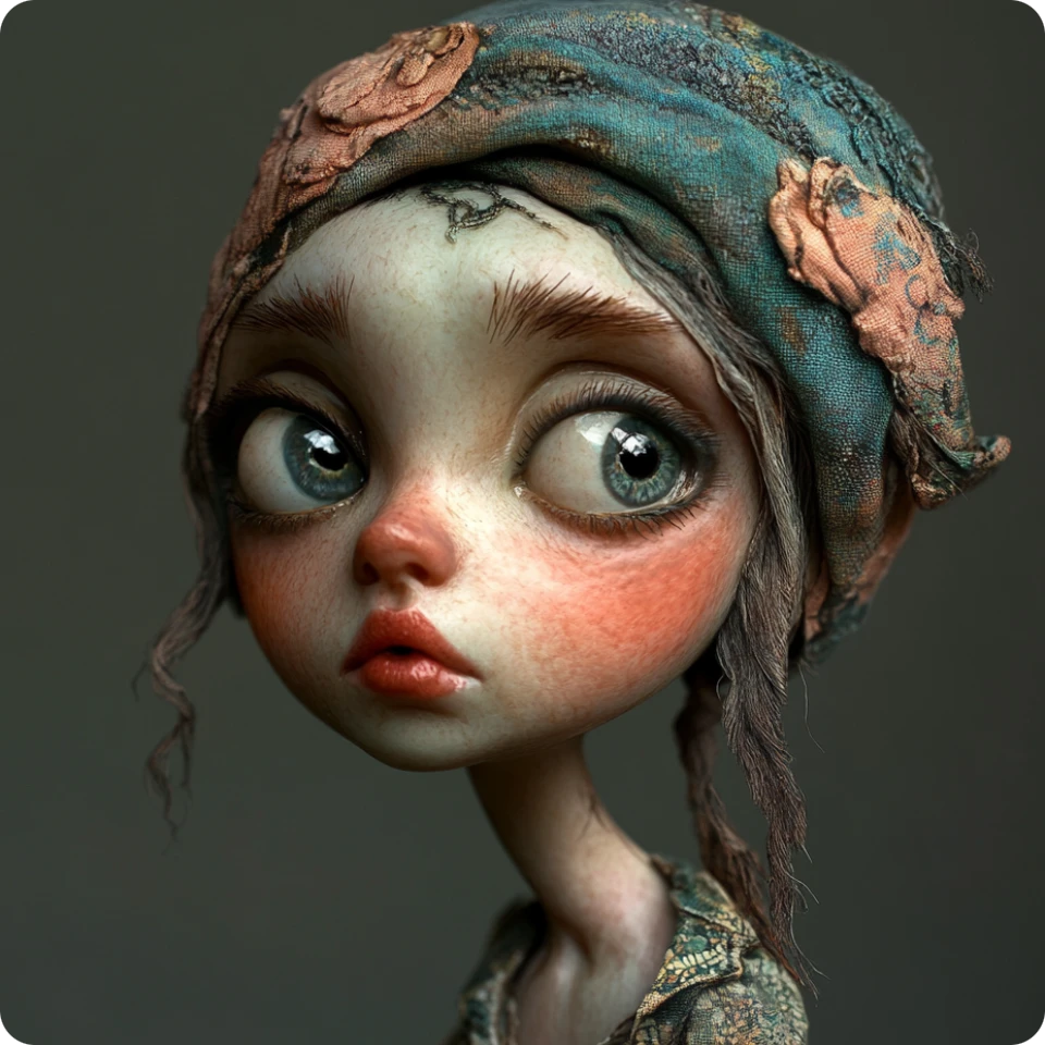 une fille en style caricature portant un foulard