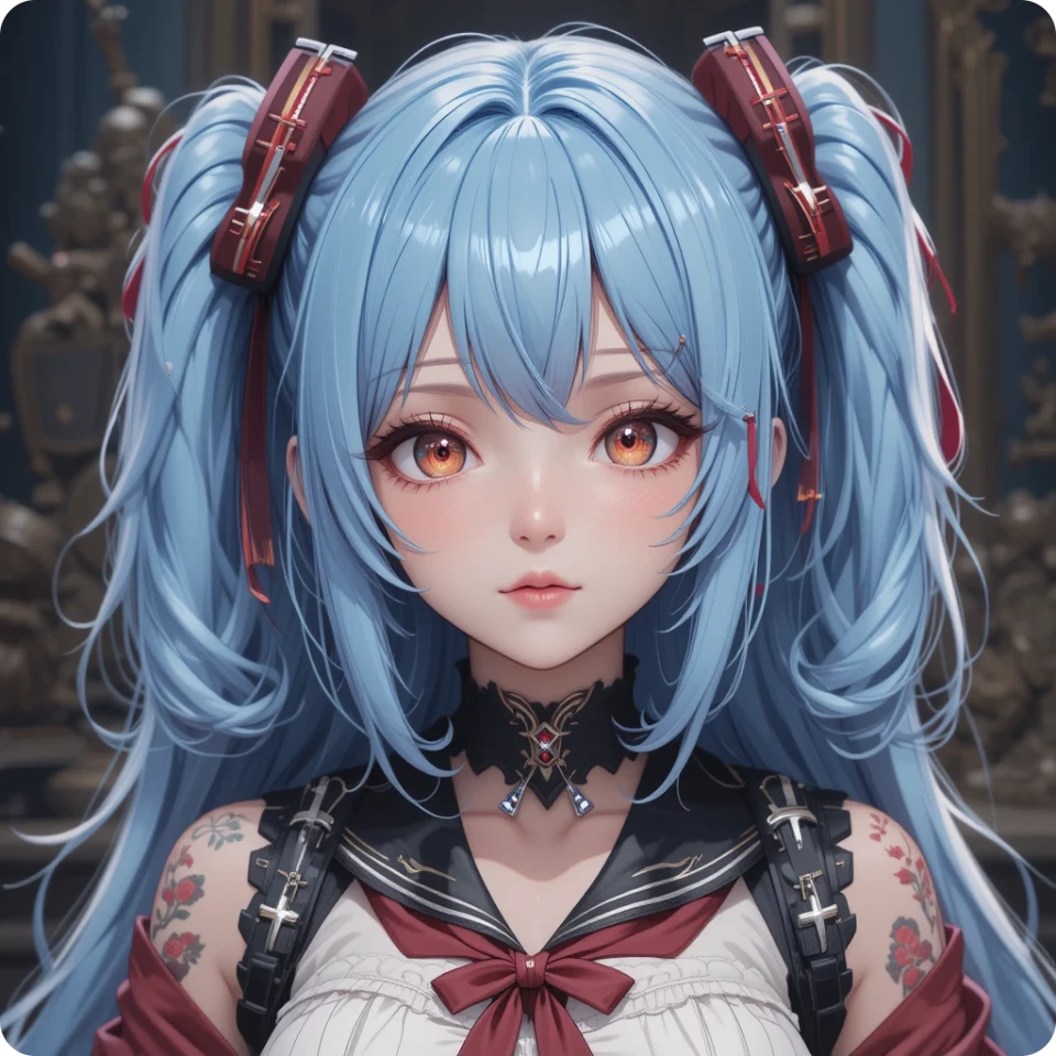 un mignon personnage d’anime aux cheveux bleus généré par le créateur de personnages anime PicLumen