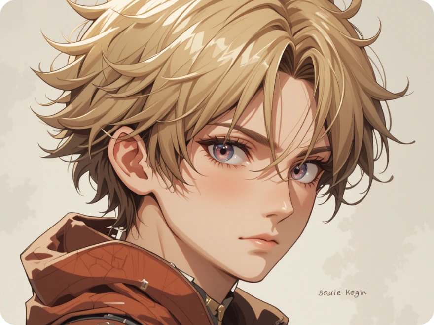 un beau jeune homme en personnage d’anime