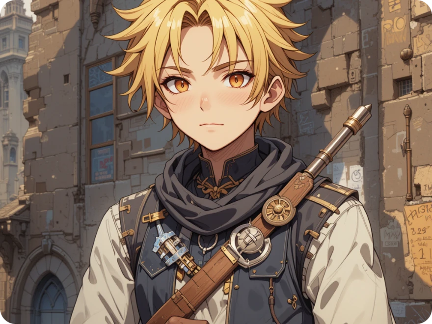 un personnage masculin d’anime aux cheveux dorés créé par PicLumen