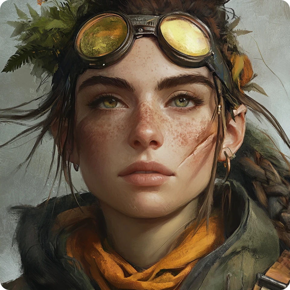 avatar IA d’une femme stylée portant des lunettes d’aviateur