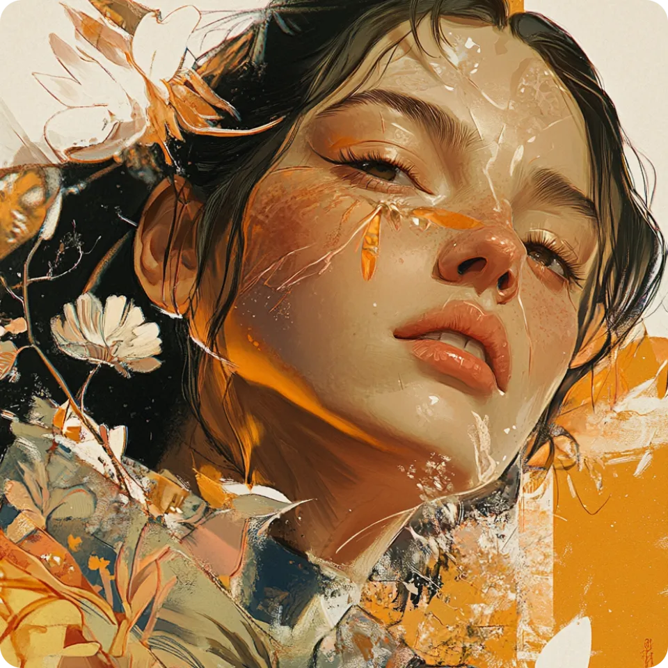 gros plan d’une femme en style concept art