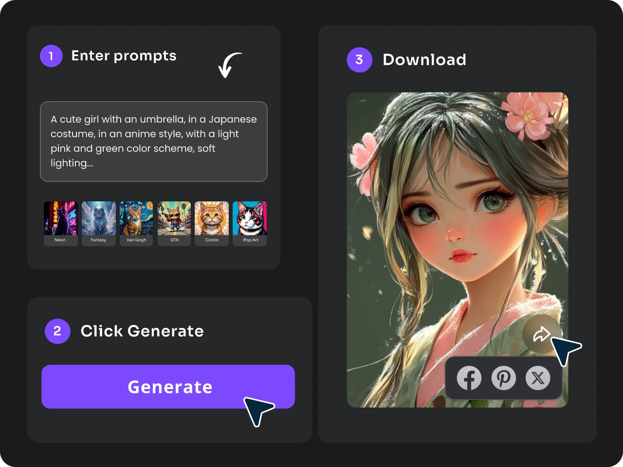 guide pour générer une fille en style anime japonais en entrant du texte