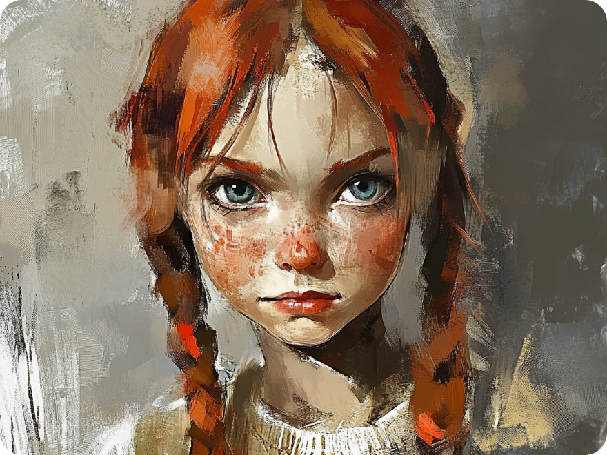 petite fille en style peinture à l’huile réalisée par le générateur de personnages IA PicLumen
