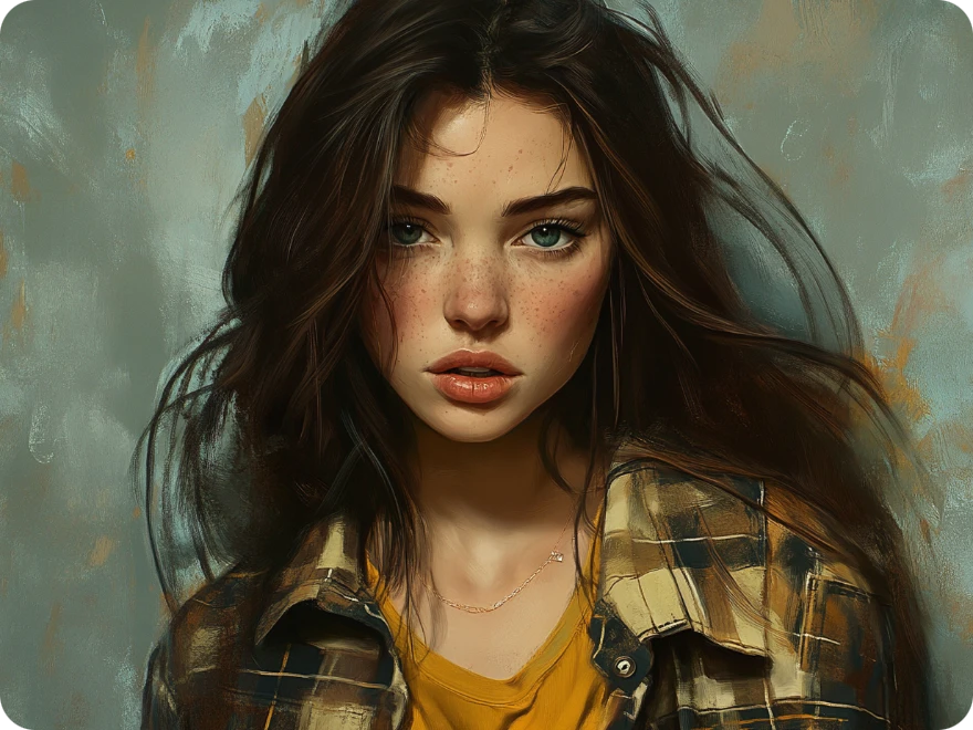portrait d’une belle femme aux longs cheveux bruns