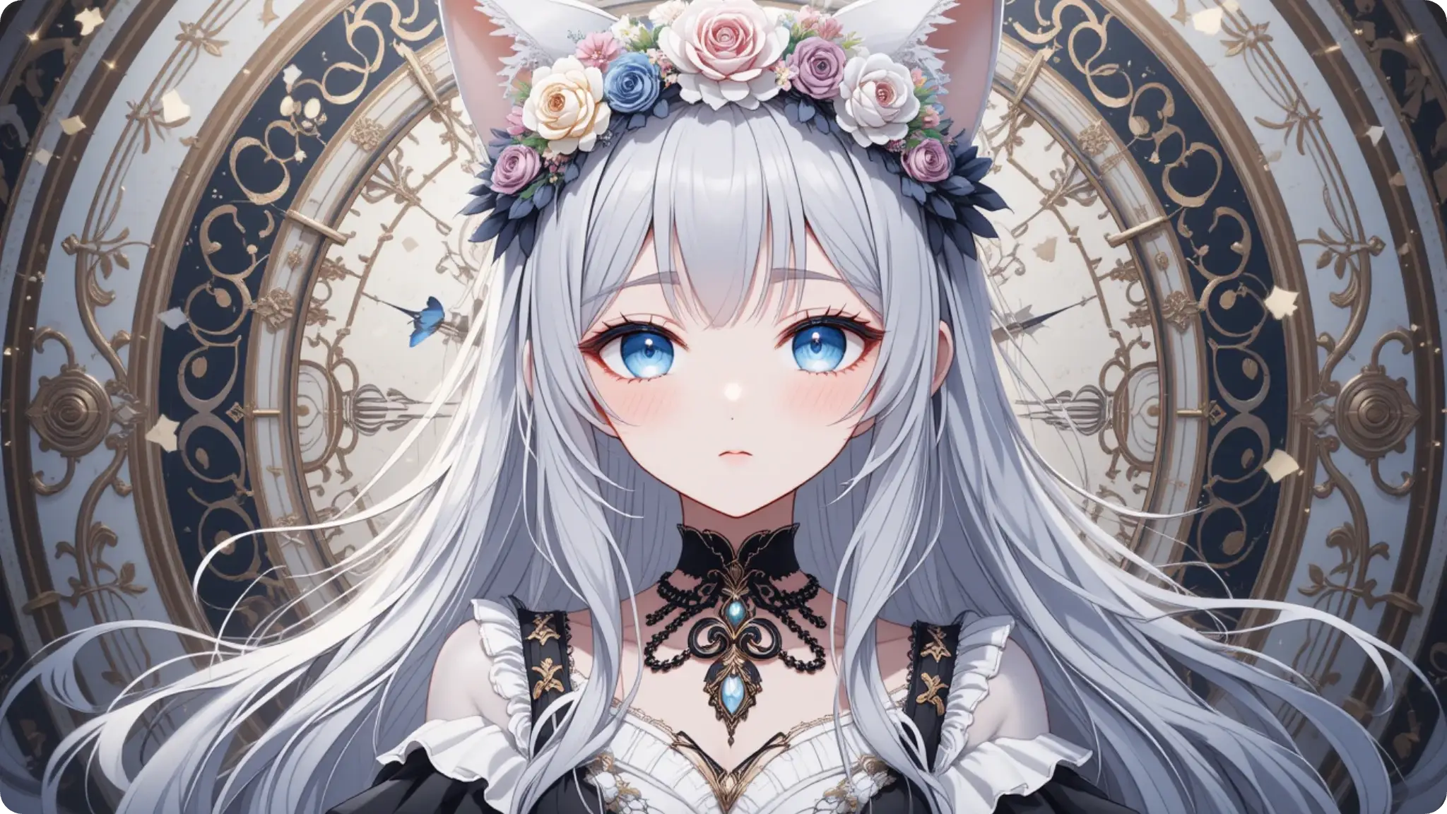 PicLumenで生成された、メーターの文字盤を背景にしたAIアニメ少女