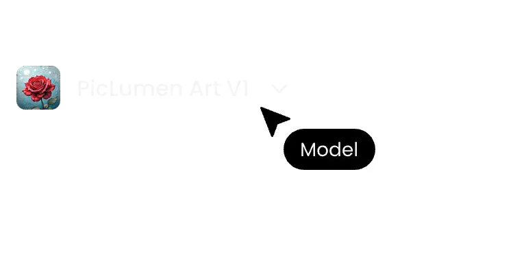 ai model selection and image generation settings interface