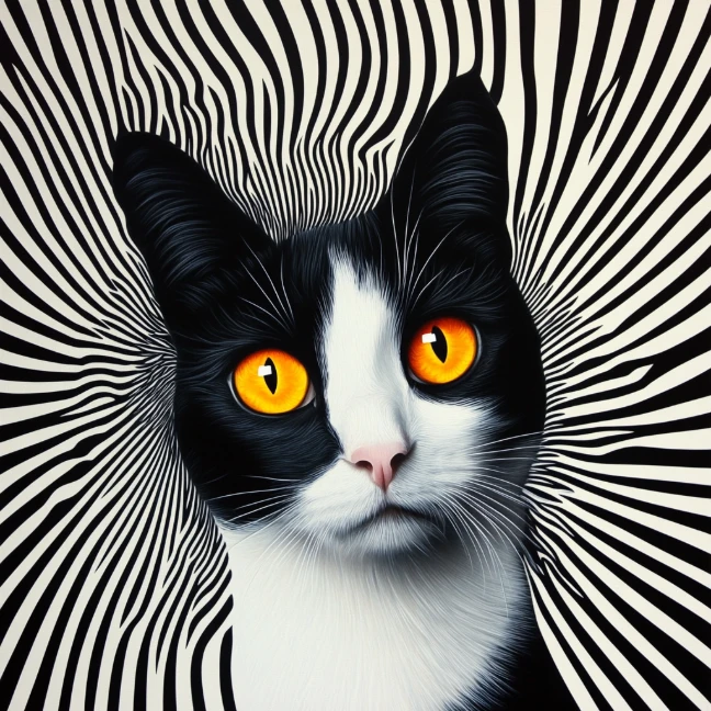 immagine di gatto in stile pop art creata con il generatore di arte AI di PicLumen