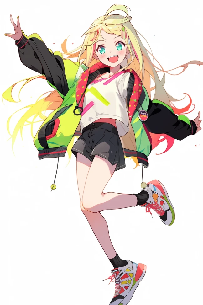 PicLumenのAIアニメキャラクタージェネレーターで作られた、金髪のカラフルなアニメ少女