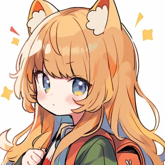 猫耳のついた幼い女の子のキュートなちびキャラ風アニメ