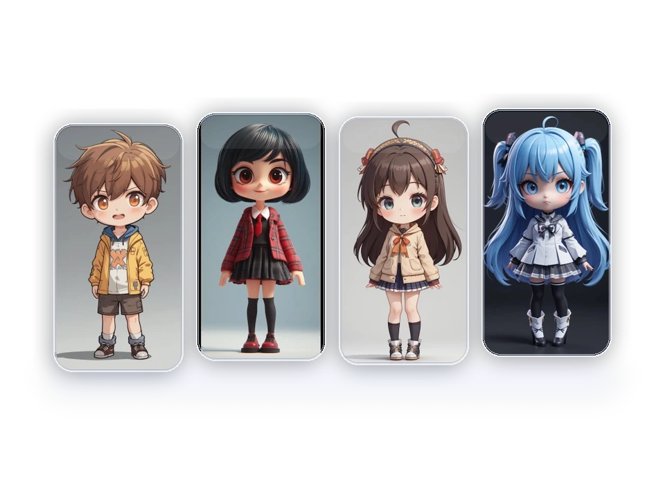 personagens chibi de corpo inteiro