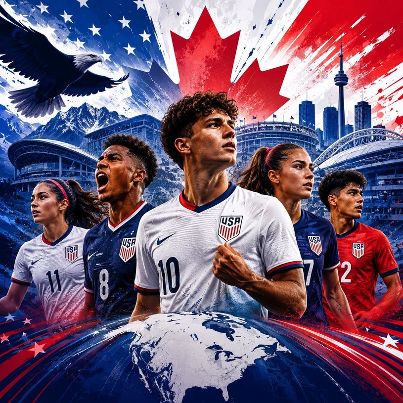USA or Canada host nation, patriotic colors