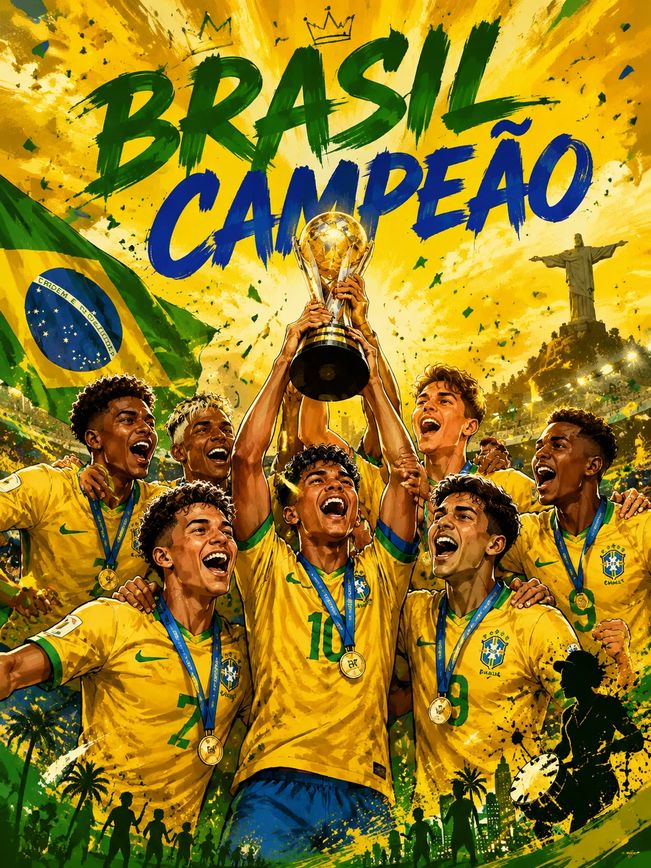Brazil future champions, young squad lifting trophy together