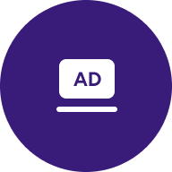 a dark blue icon for advertising