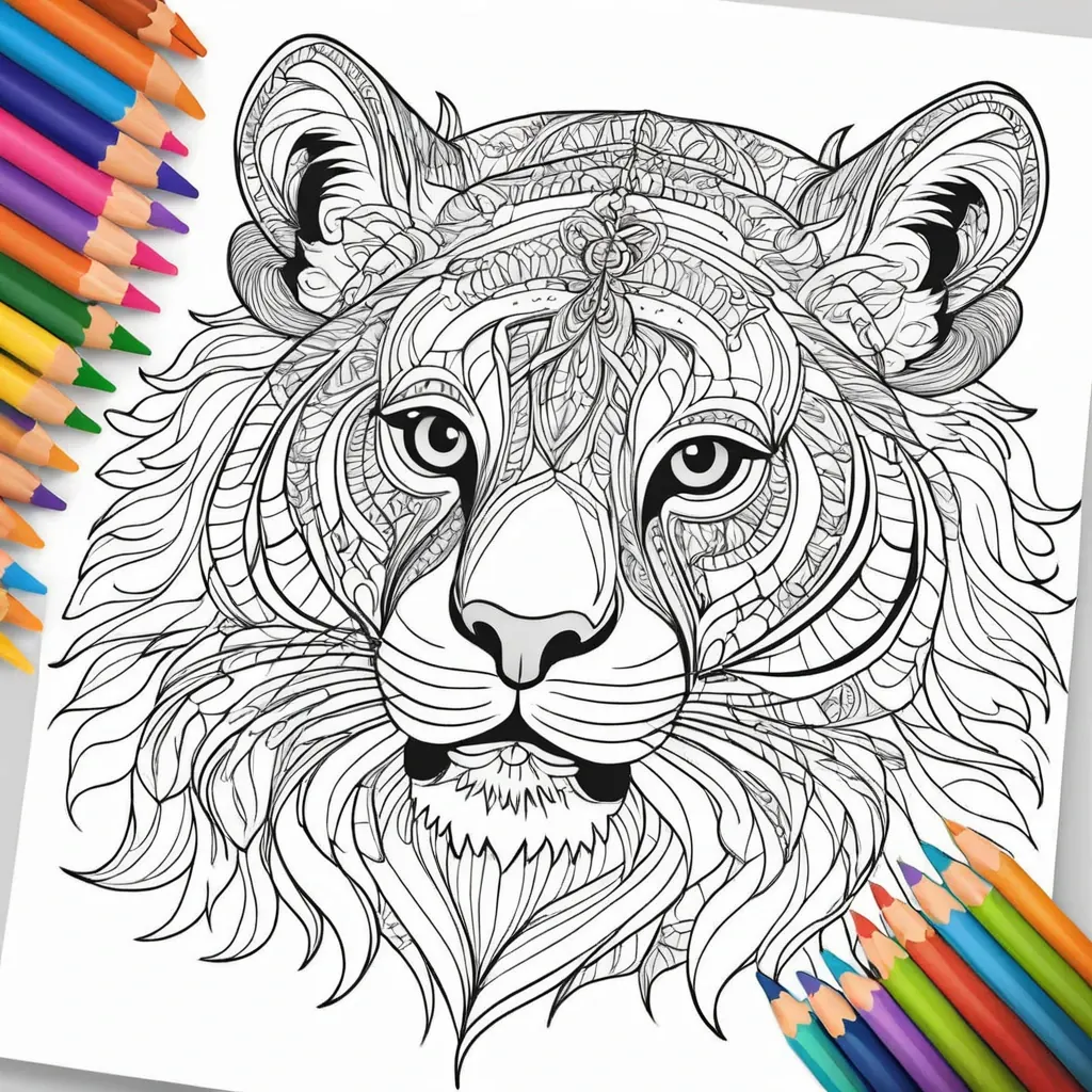 coloring page book lion