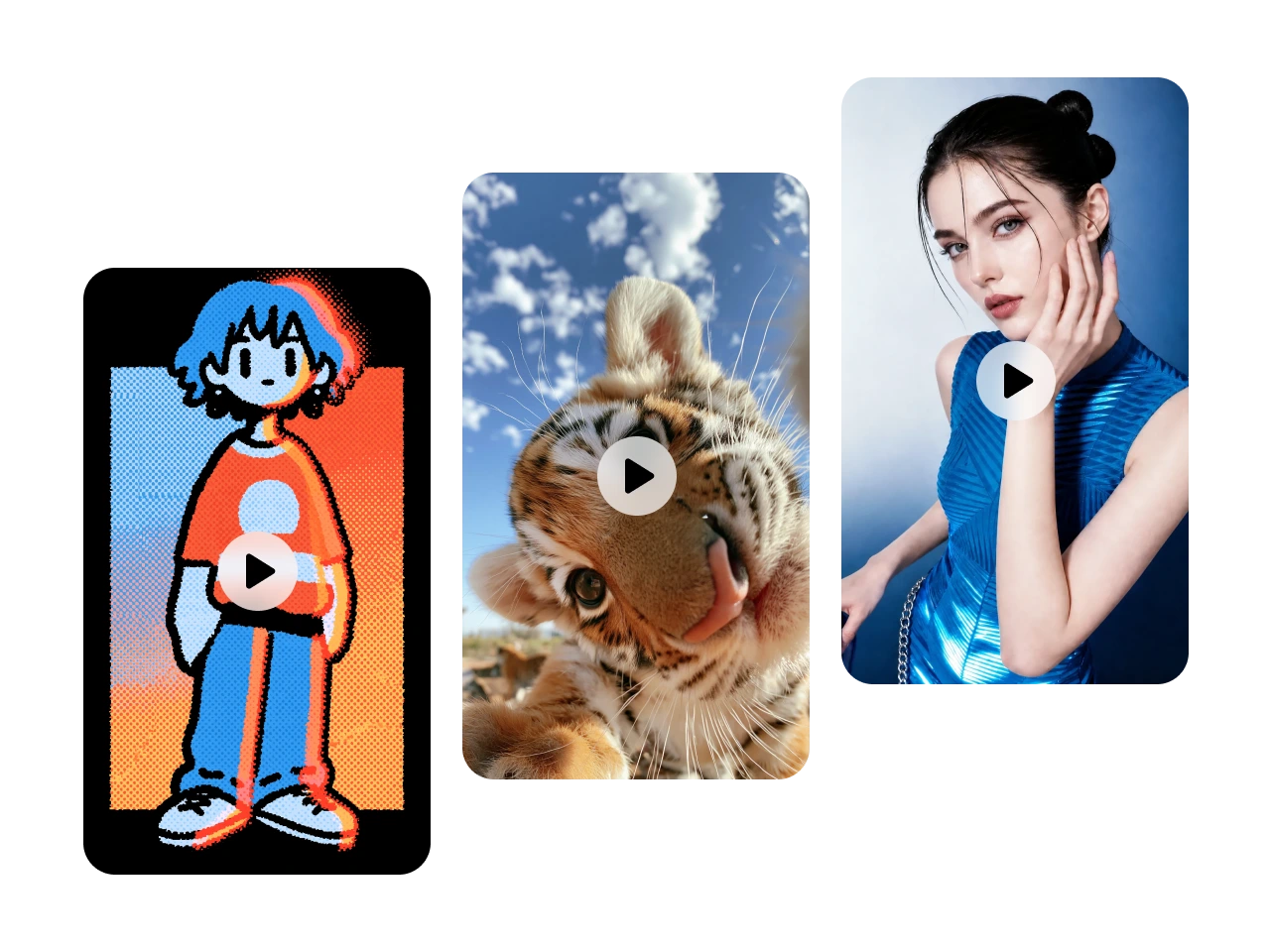 three AI video thumbnails
