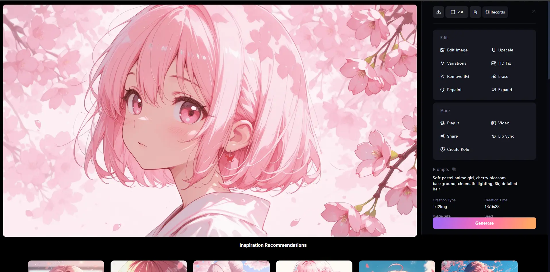SeaArt AI anime image generation test output