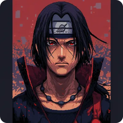 16-bit pixel art, a portrait of Uchiha Itachi