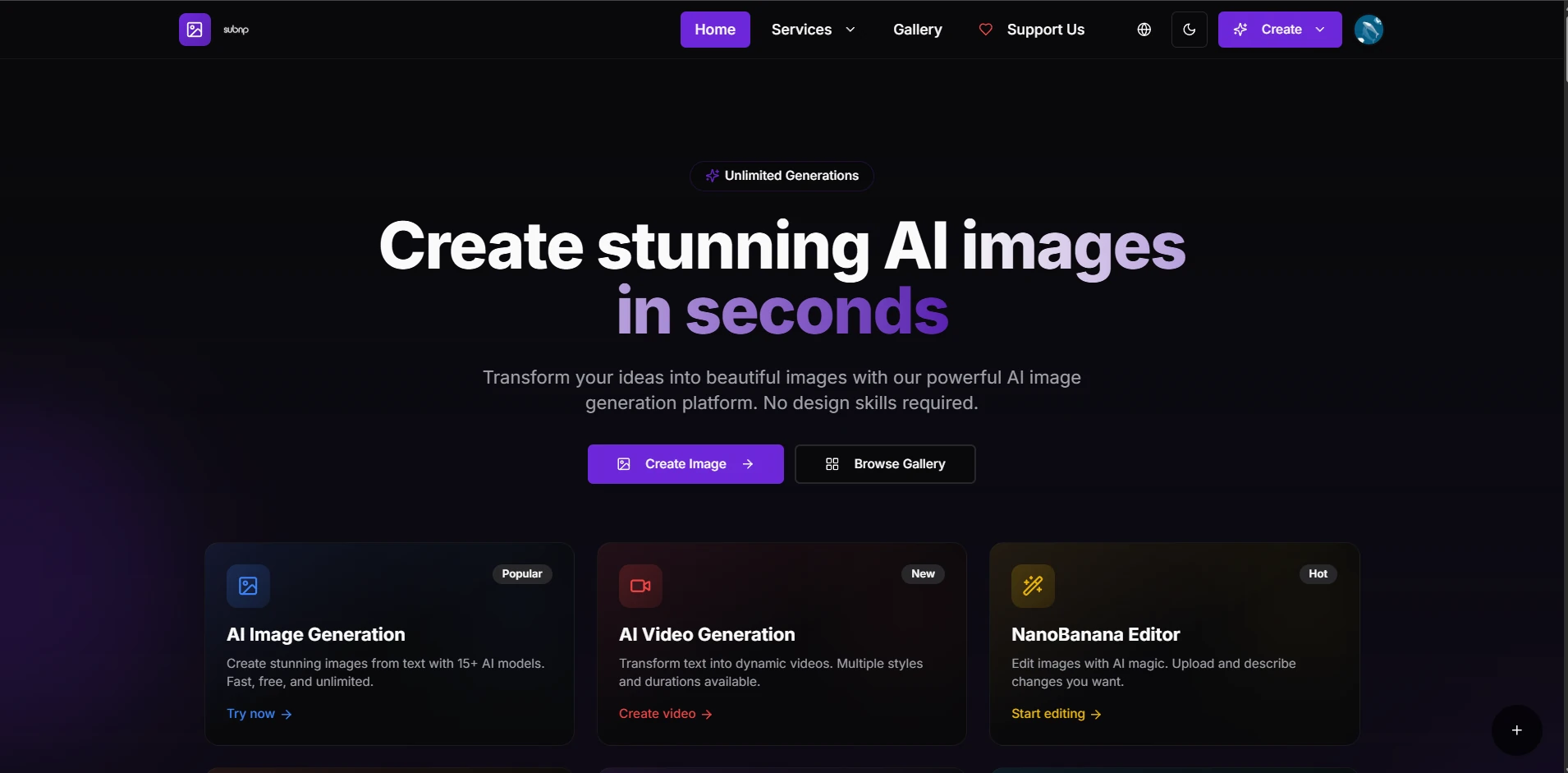 Subnp AI main dashboard