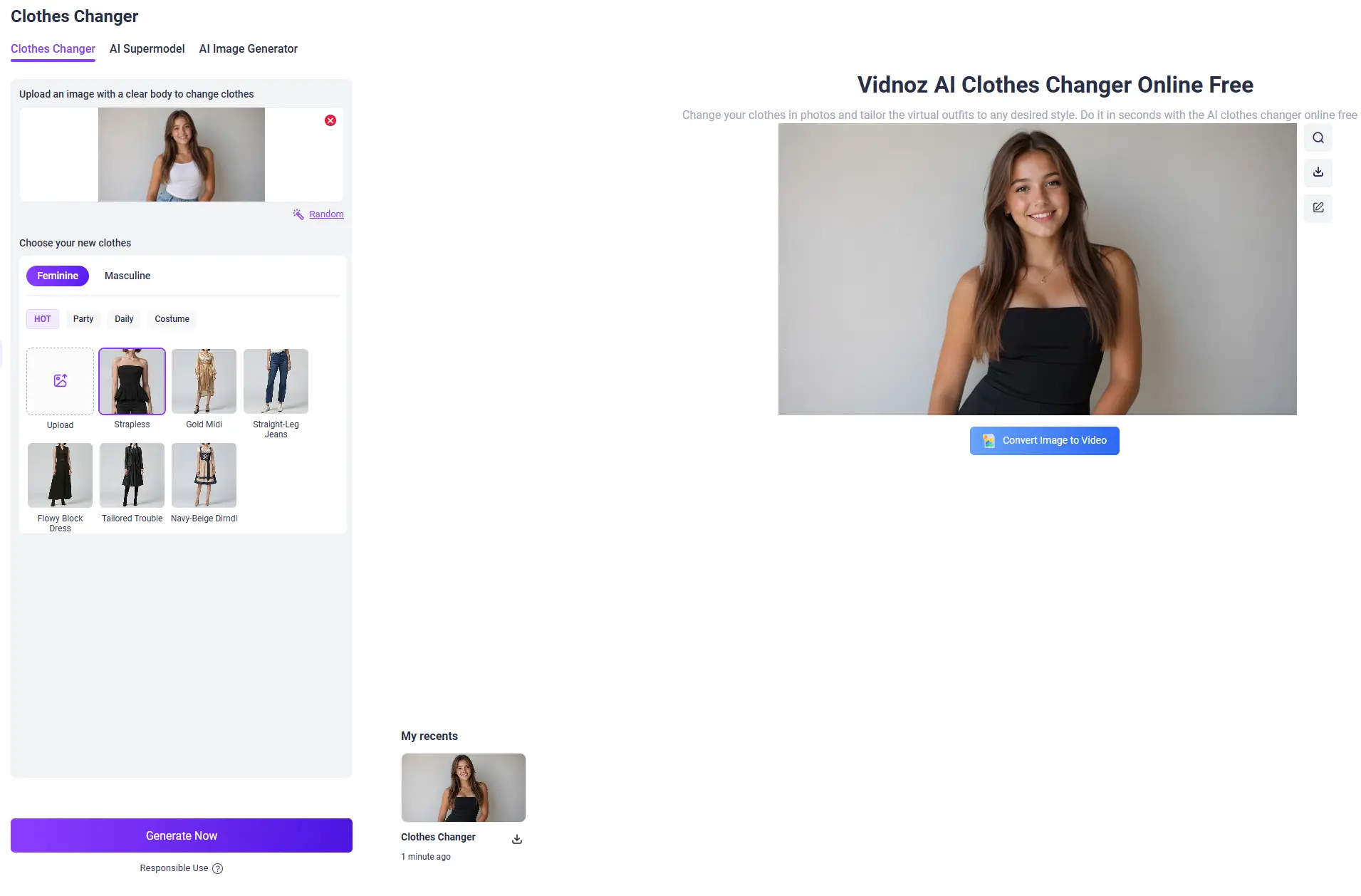 vidnoz ai clothes changer review