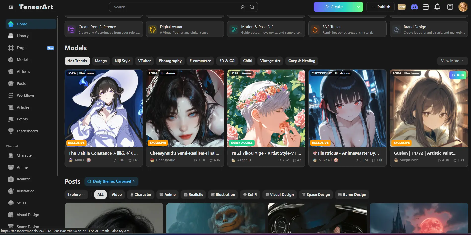 Tensor Art main interface