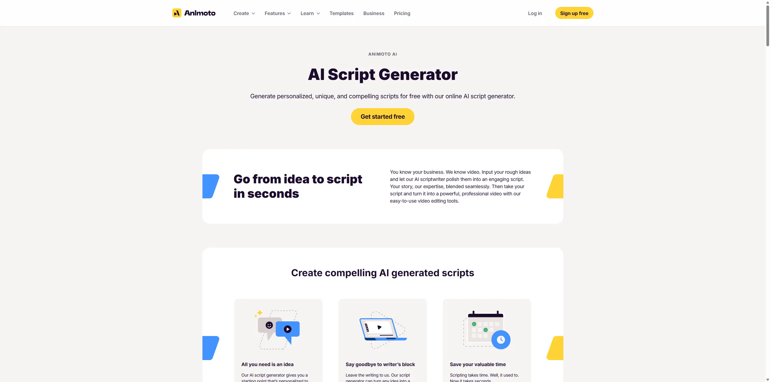 animoto website homepage