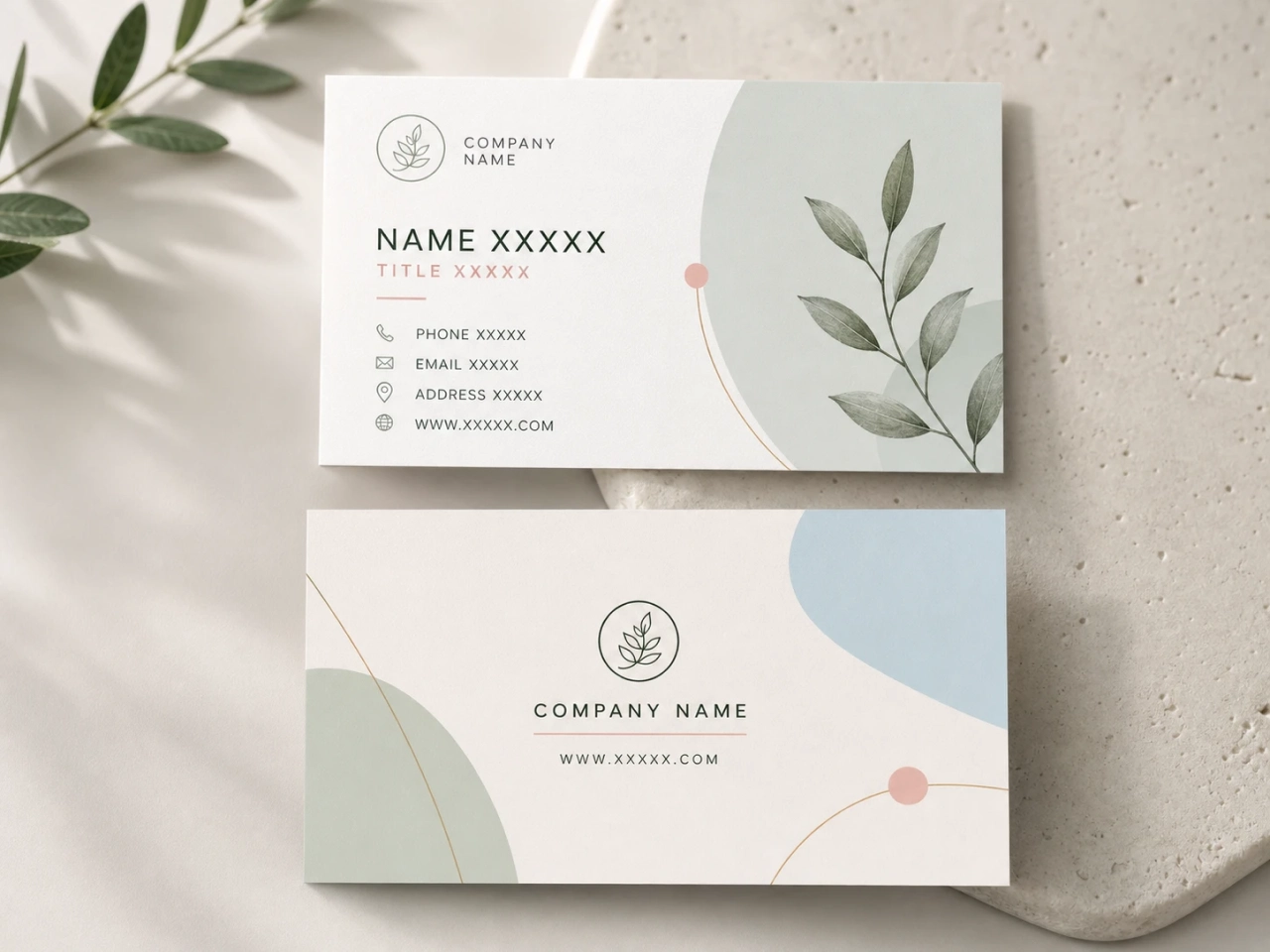 pastel botanical business card mockup design