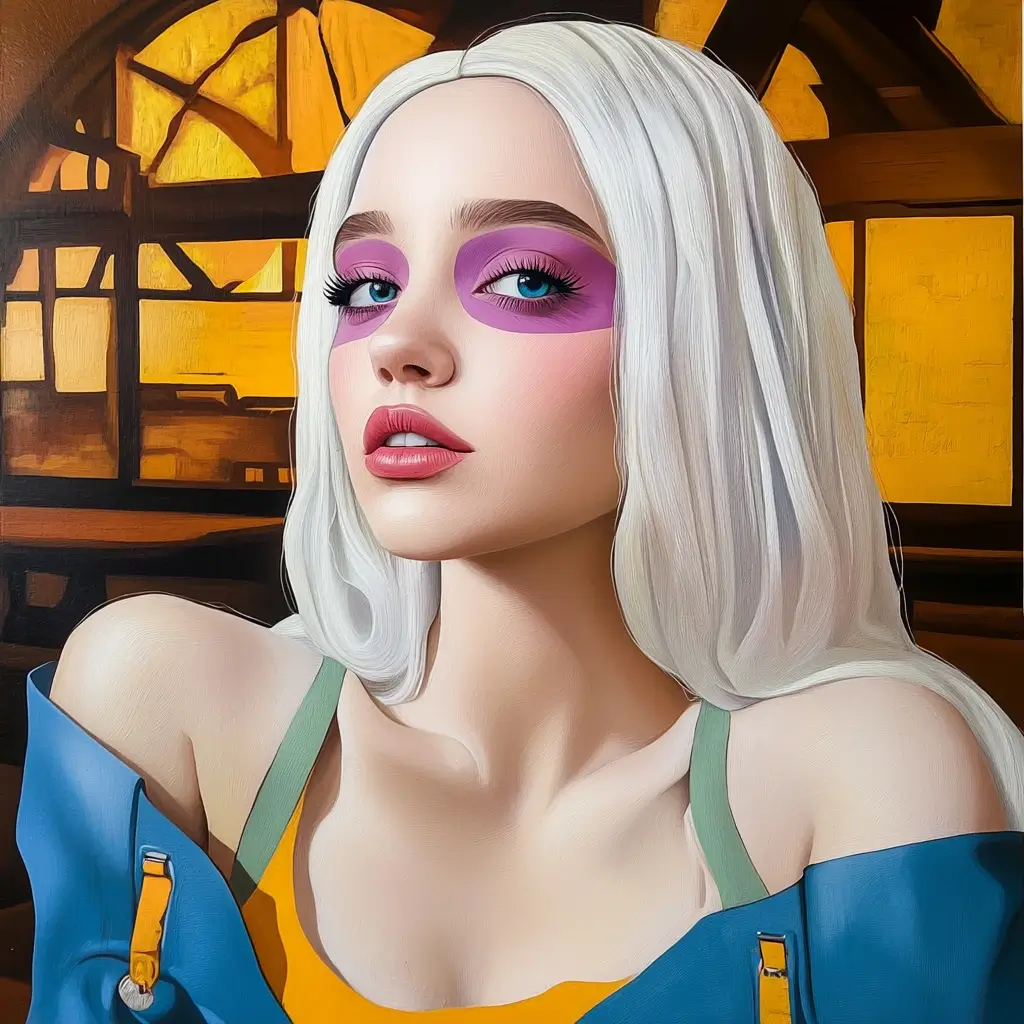 pintura em pop art gerada a partir da foto de uma mulher