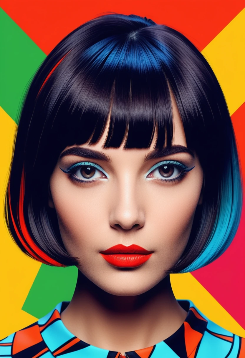 real woman photo in pop art style