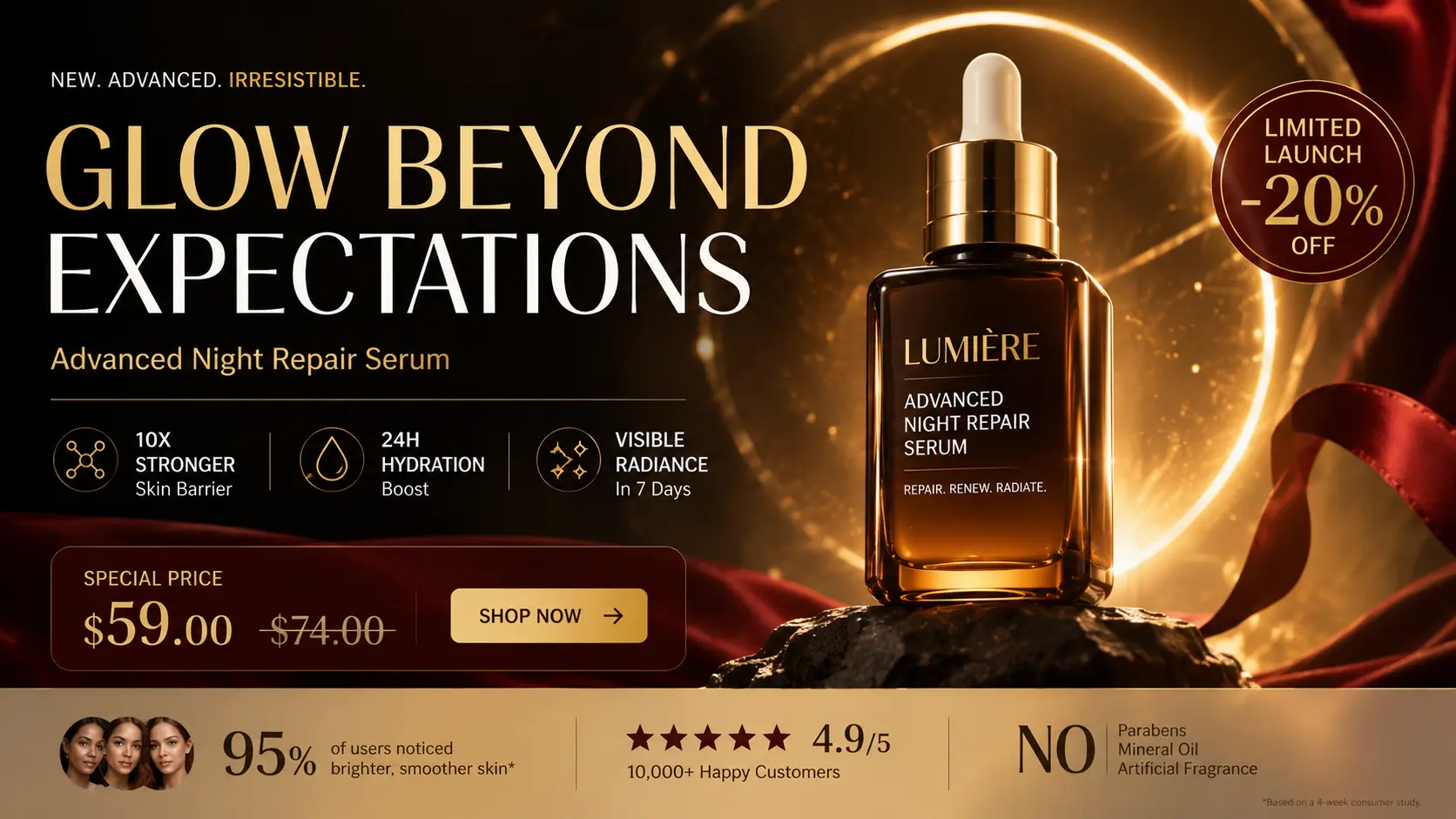 seedream 5.0 pro glow beyond expectations serum promo