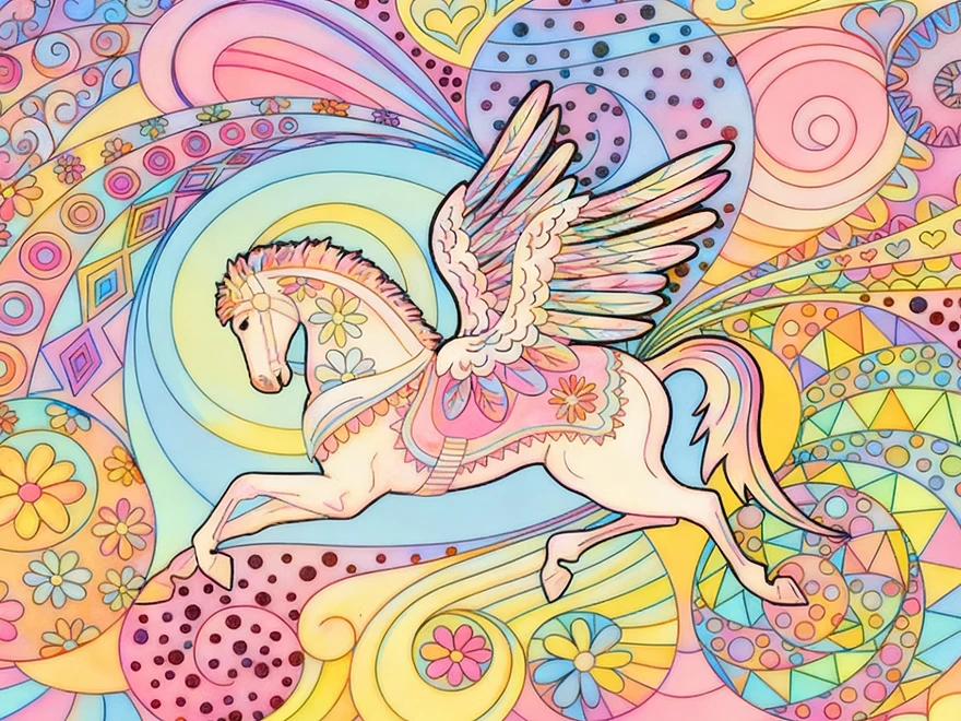 colored line art of a horse created with ChatGPT image generator in PicLumen