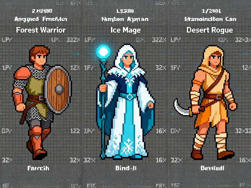 THREE cohesive Pixel style sprite sheets generated with GPT 4o Image Generation in PicLumen