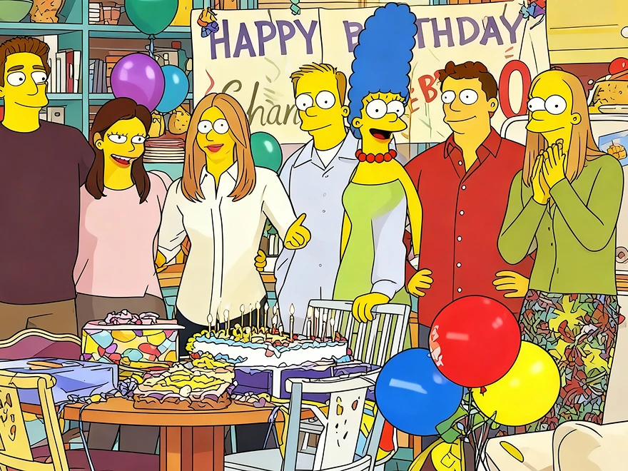 Simpson Family style photo of Friends generated with GPT 4o Image Generation in PicLumen