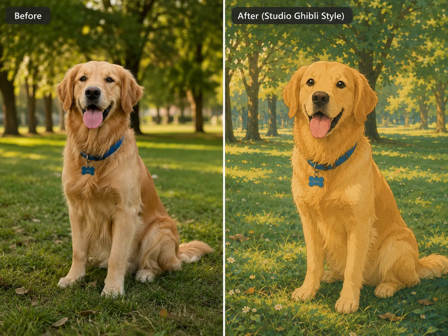 pet photo turned into Studio Ghibli art with AI